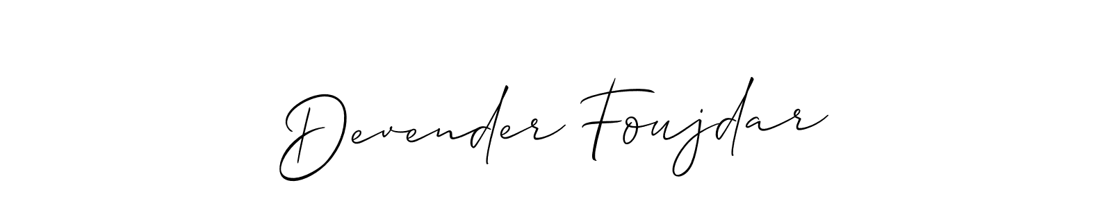 It looks lik you need a new signature style for name Devender Foujdar. Design unique handwritten (Allison_Script) signature with our free signature maker in just a few clicks. Devender Foujdar signature style 2 images and pictures png