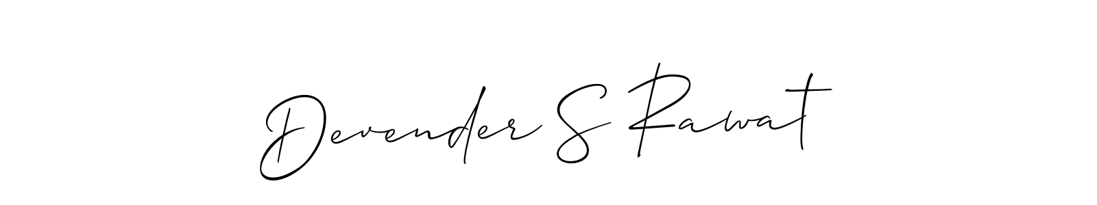 The best way (Allison_Script) to make a short signature is to pick only two or three words in your name. The name Devender S Rawat include a total of six letters. For converting this name. Devender S Rawat signature style 2 images and pictures png