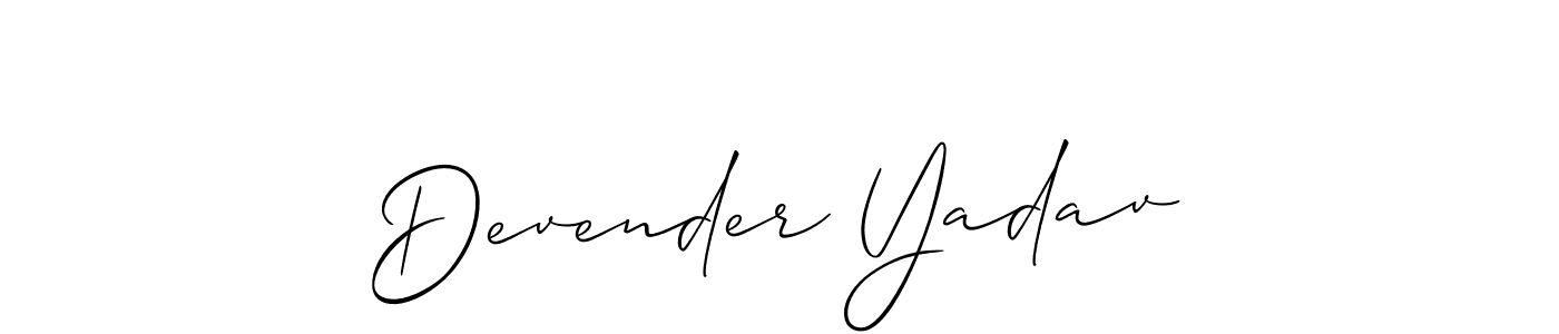 Similarly Allison_Script is the best handwritten signature design. Signature creator online .You can use it as an online autograph creator for name Devender Yadav. Devender Yadav signature style 2 images and pictures png