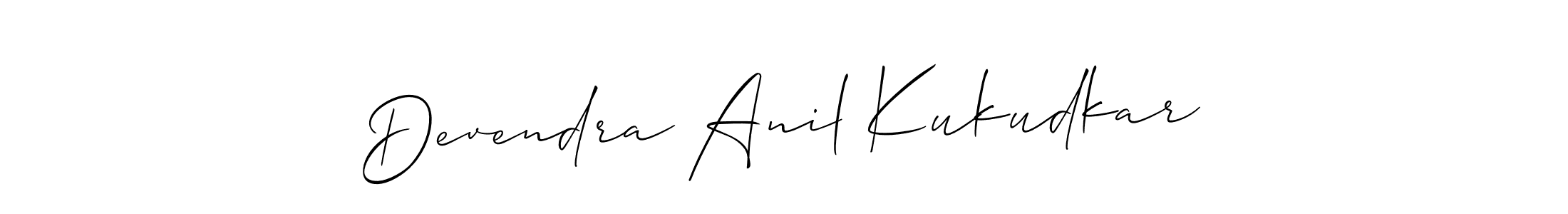 Make a beautiful signature design for name Devendra Anil Kukudkar. With this signature (Allison_Script) style, you can create a handwritten signature for free. Devendra Anil Kukudkar signature style 2 images and pictures png