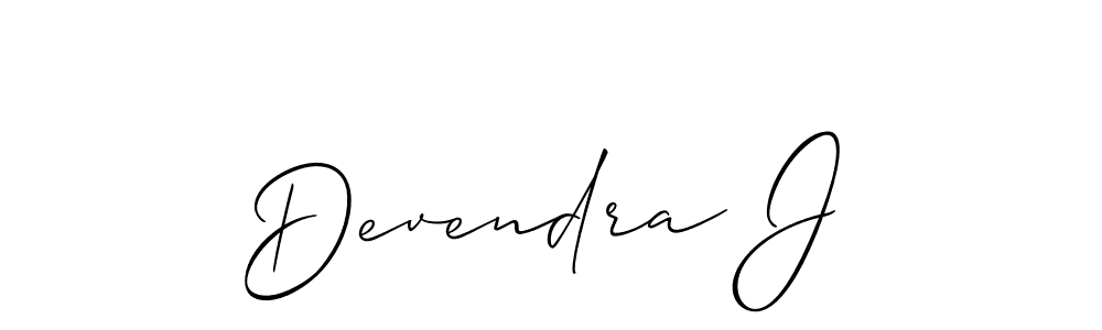 It looks lik you need a new signature style for name Devendra J. Design unique handwritten (Allison_Script) signature with our free signature maker in just a few clicks. Devendra J signature style 2 images and pictures png