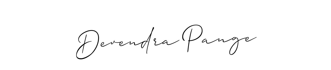 How to make Devendra Pange name signature. Use Allison_Script style for creating short signs online. This is the latest handwritten sign. Devendra Pange signature style 2 images and pictures png