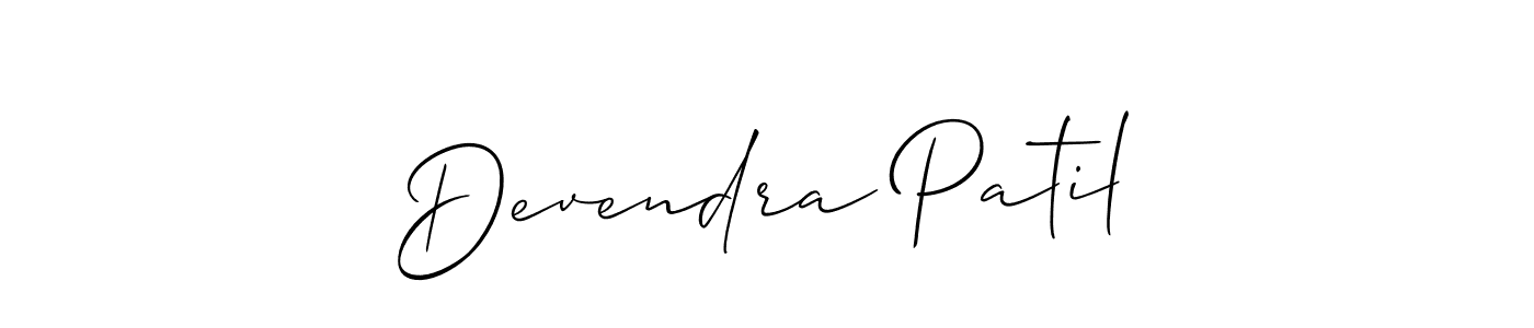 How to make Devendra Patil name signature. Use Allison_Script style for creating short signs online. This is the latest handwritten sign. Devendra Patil signature style 2 images and pictures png