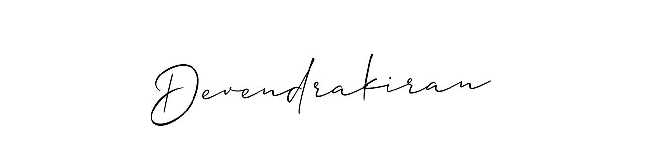 Create a beautiful signature design for name Devendrakiran. With this signature (Allison_Script) fonts, you can make a handwritten signature for free. Devendrakiran signature style 2 images and pictures png