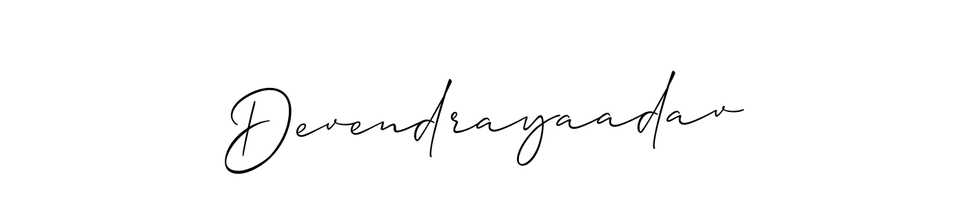 Use a signature maker to create a handwritten signature online. With this signature software, you can design (Allison_Script) your own signature for name Devendrayaadav. Devendrayaadav signature style 2 images and pictures png
