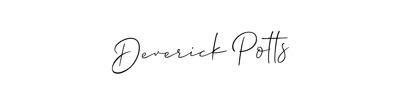 How to make Deverick Potts name signature. Use Allison_Script style for creating short signs online. This is the latest handwritten sign. Deverick Potts signature style 2 images and pictures png