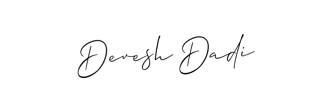 Allison_Script is a professional signature style that is perfect for those who want to add a touch of class to their signature. It is also a great choice for those who want to make their signature more unique. Get Devesh Dadi name to fancy signature for free. Devesh Dadi signature style 2 images and pictures png