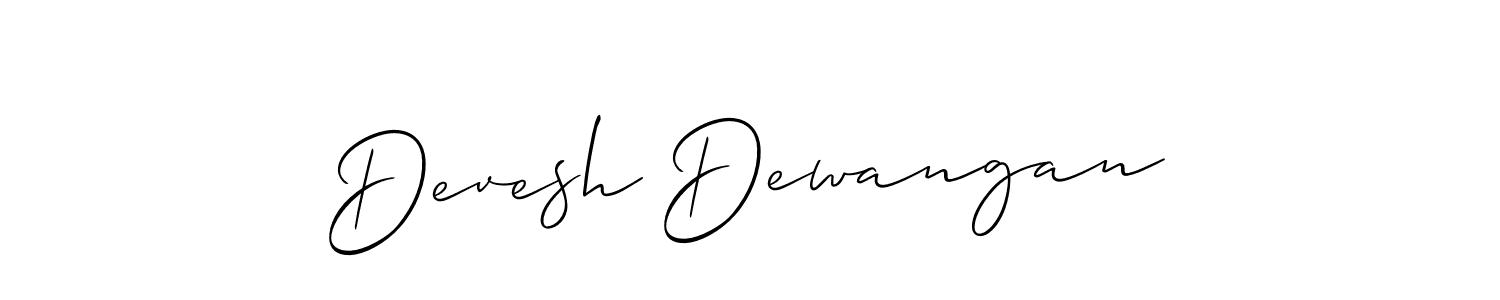 Allison_Script is a professional signature style that is perfect for those who want to add a touch of class to their signature. It is also a great choice for those who want to make their signature more unique. Get Devesh Dewangan name to fancy signature for free. Devesh Dewangan signature style 2 images and pictures png