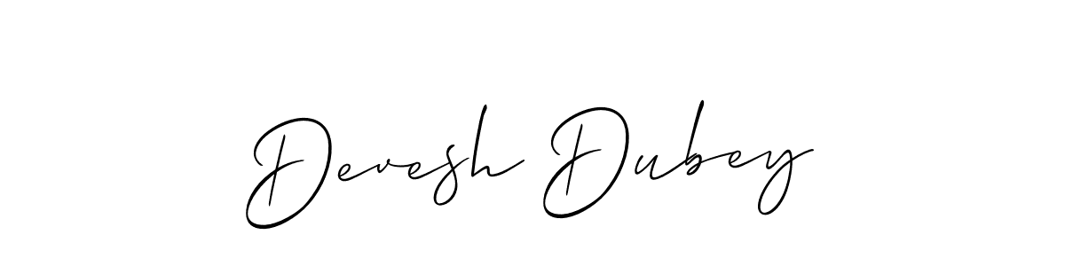 The best way (Allison_Script) to make a short signature is to pick only two or three words in your name. The name Devesh Dubey include a total of six letters. For converting this name. Devesh Dubey signature style 2 images and pictures png