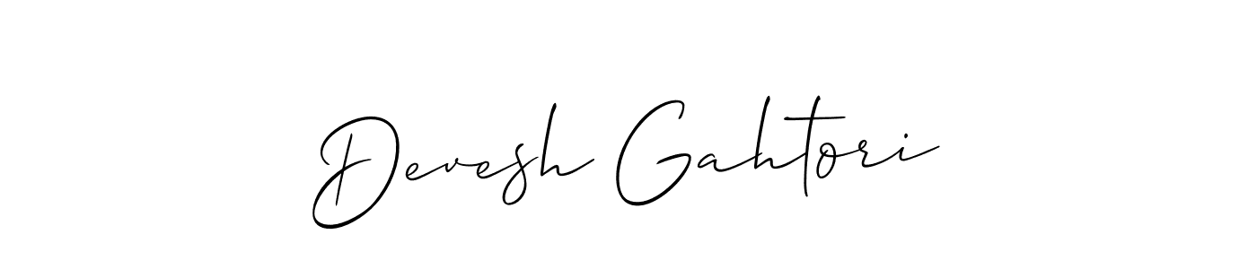 How to make Devesh Gahtori name signature. Use Allison_Script style for creating short signs online. This is the latest handwritten sign. Devesh Gahtori signature style 2 images and pictures png