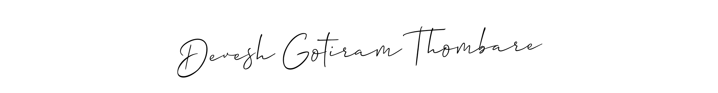 How to make Devesh Gotiram Thombare name signature. Use Allison_Script style for creating short signs online. This is the latest handwritten sign. Devesh Gotiram Thombare signature style 2 images and pictures png