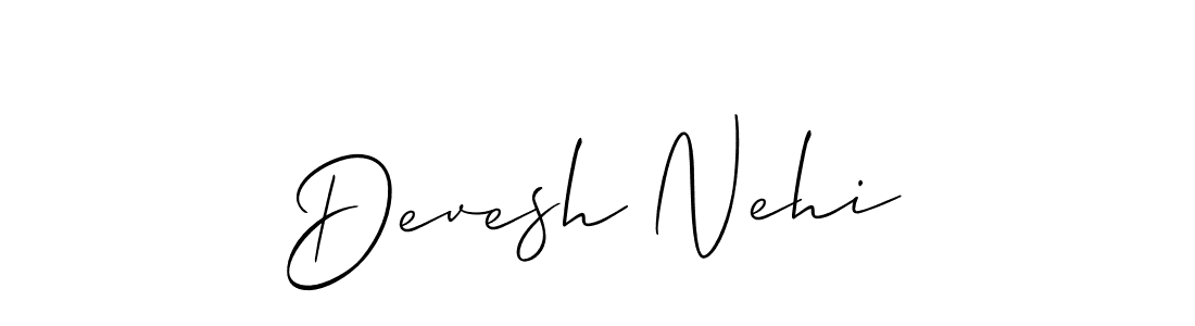 Make a beautiful signature design for name Devesh Nehi. With this signature (Allison_Script) style, you can create a handwritten signature for free. Devesh Nehi signature style 2 images and pictures png