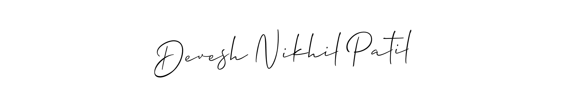 Devesh Nikhil Patil stylish signature style. Best Handwritten Sign (Allison_Script) for my name. Handwritten Signature Collection Ideas for my name Devesh Nikhil Patil. Devesh Nikhil Patil signature style 2 images and pictures png