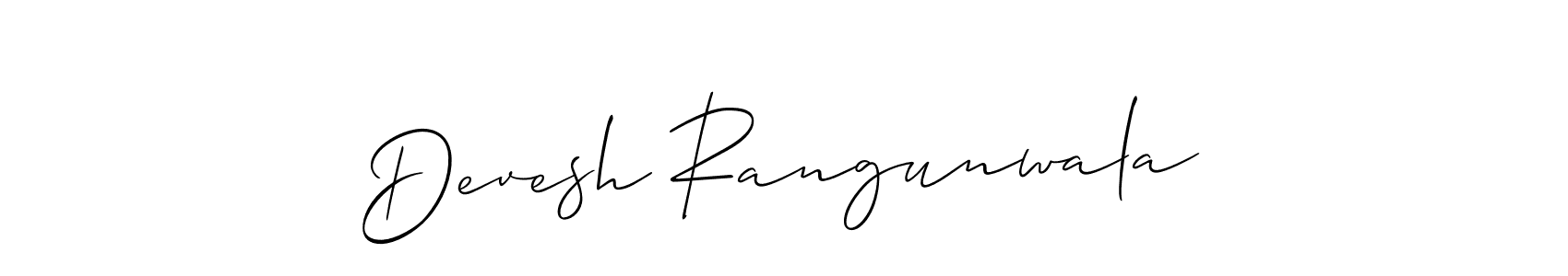 Devesh Rangunwala stylish signature style. Best Handwritten Sign (Allison_Script) for my name. Handwritten Signature Collection Ideas for my name Devesh Rangunwala. Devesh Rangunwala signature style 2 images and pictures png