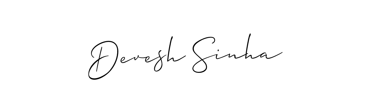 Allison_Script is a professional signature style that is perfect for those who want to add a touch of class to their signature. It is also a great choice for those who want to make their signature more unique. Get Devesh Sinha name to fancy signature for free. Devesh Sinha signature style 2 images and pictures png