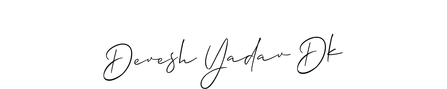 How to make Devesh Yadav Dk signature? Allison_Script is a professional autograph style. Create handwritten signature for Devesh Yadav Dk name. Devesh Yadav Dk signature style 2 images and pictures png