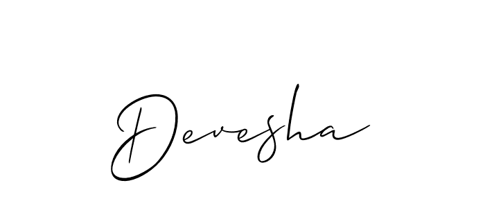 Design your own signature with our free online signature maker. With this signature software, you can create a handwritten (Allison_Script) signature for name Devesha. Devesha signature style 2 images and pictures png