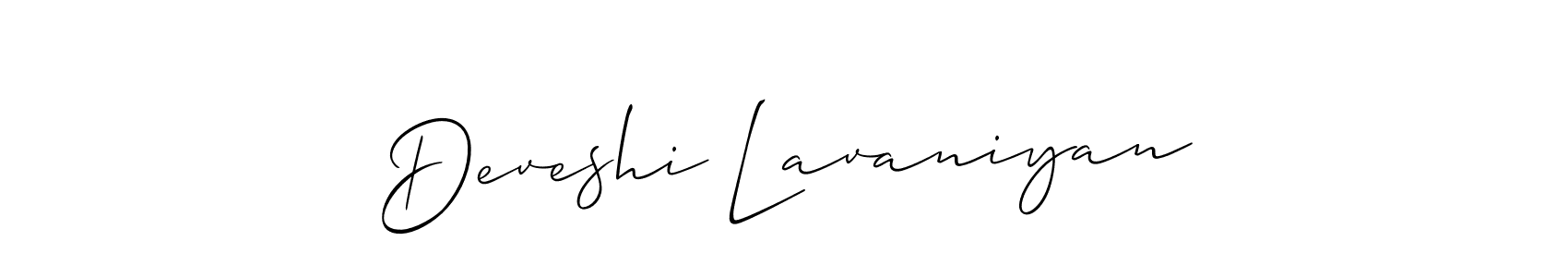 Create a beautiful signature design for name Deveshi Lavaniyan. With this signature (Allison_Script) fonts, you can make a handwritten signature for free. Deveshi Lavaniyan signature style 2 images and pictures png