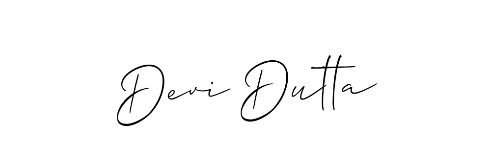 The best way (Allison_Script) to make a short signature is to pick only two or three words in your name. The name Devi Dutta include a total of six letters. For converting this name. Devi Dutta signature style 2 images and pictures png