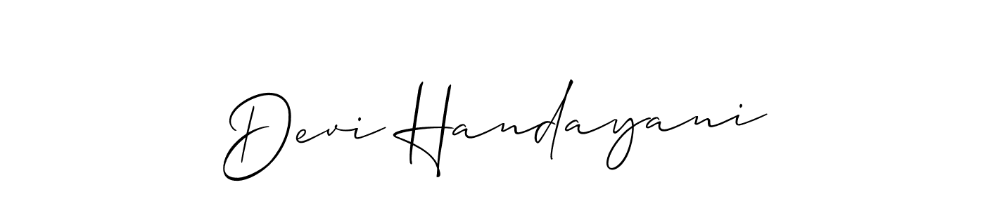 It looks lik you need a new signature style for name Devi Handayani. Design unique handwritten (Allison_Script) signature with our free signature maker in just a few clicks. Devi Handayani signature style 2 images and pictures png