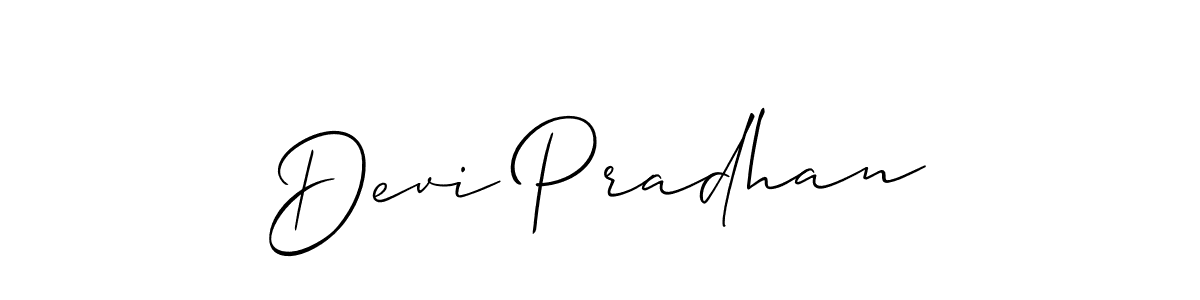 How to make Devi Pradhan signature? Allison_Script is a professional autograph style. Create handwritten signature for Devi Pradhan name. Devi Pradhan signature style 2 images and pictures png