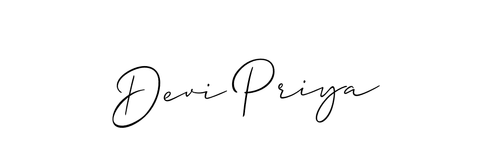 How to make Devi Priya name signature. Use Allison_Script style for creating short signs online. This is the latest handwritten sign. Devi Priya signature style 2 images and pictures png