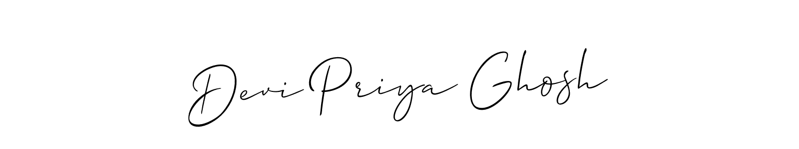 Create a beautiful signature design for name Devi Priya Ghosh. With this signature (Allison_Script) fonts, you can make a handwritten signature for free. Devi Priya Ghosh signature style 2 images and pictures png