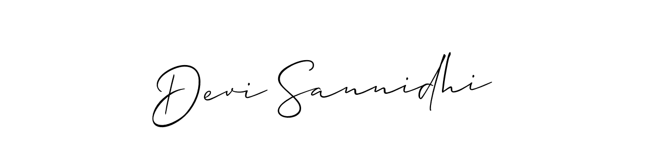 Allison_Script is a professional signature style that is perfect for those who want to add a touch of class to their signature. It is also a great choice for those who want to make their signature more unique. Get Devi Sannidhi name to fancy signature for free. Devi Sannidhi signature style 2 images and pictures png