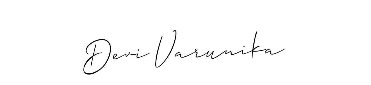 Similarly Allison_Script is the best handwritten signature design. Signature creator online .You can use it as an online autograph creator for name Devi Varunika. Devi Varunika signature style 2 images and pictures png