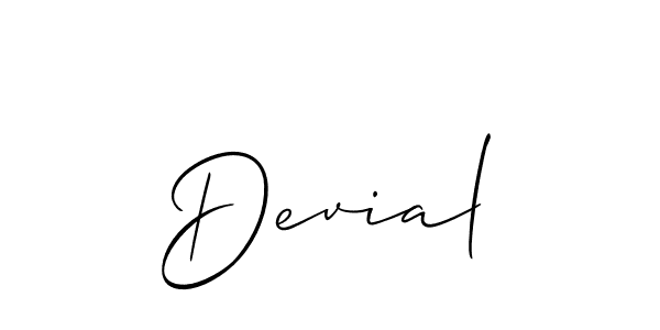 It looks lik you need a new signature style for name Devial. Design unique handwritten (Allison_Script) signature with our free signature maker in just a few clicks. Devial signature style 2 images and pictures png