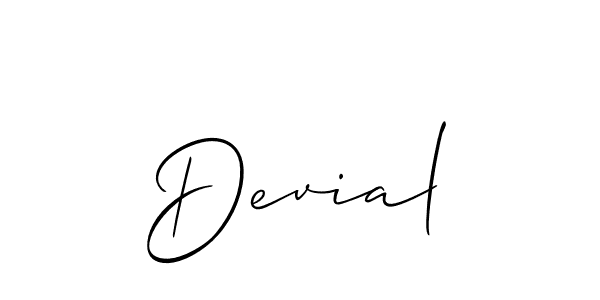 Make a beautiful signature design for name Devial. With this signature (Allison_Script) style, you can create a handwritten signature for free. Devial signature style 2 images and pictures png