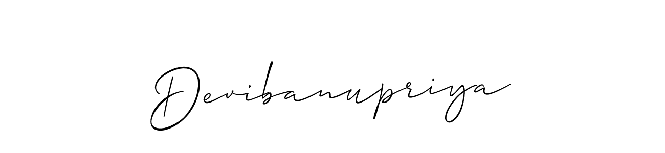 How to make Devibanupriya signature? Allison_Script is a professional autograph style. Create handwritten signature for Devibanupriya name. Devibanupriya signature style 2 images and pictures png