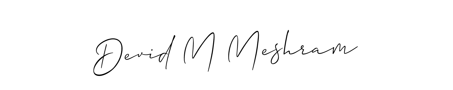 How to make Devid M Meshram name signature. Use Allison_Script style for creating short signs online. This is the latest handwritten sign. Devid M Meshram signature style 2 images and pictures png