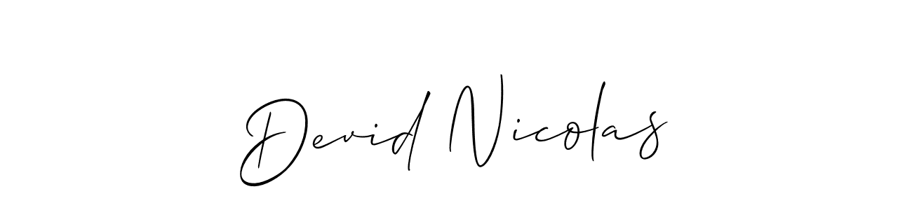 Also You can easily find your signature by using the search form. We will create Devid Nicolas name handwritten signature images for you free of cost using Allison_Script sign style. Devid Nicolas signature style 2 images and pictures png