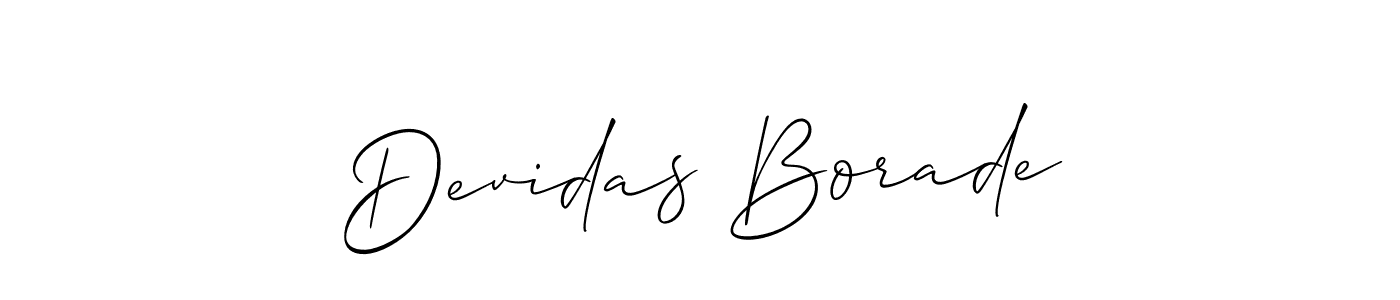 Use a signature maker to create a handwritten signature online. With this signature software, you can design (Allison_Script) your own signature for name Devidas Borade. Devidas Borade signature style 2 images and pictures png