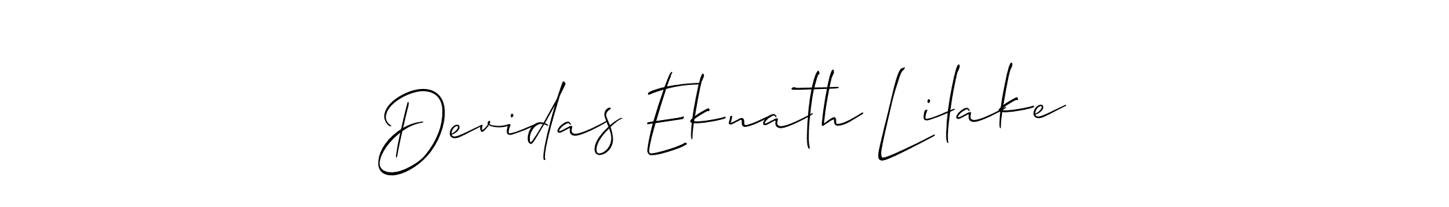 How to Draw Devidas Eknath Lilake signature style? Allison_Script is a latest design signature styles for name Devidas Eknath Lilake. Devidas Eknath Lilake signature style 2 images and pictures png