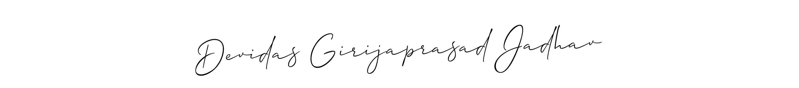 How to make Devidas Girijaprasad Jadhav name signature. Use Allison_Script style for creating short signs online. This is the latest handwritten sign. Devidas Girijaprasad Jadhav signature style 2 images and pictures png