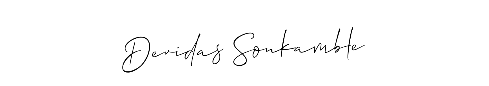 You can use this online signature creator to create a handwritten signature for the name Devidas Sonkamble. This is the best online autograph maker. Devidas Sonkamble signature style 2 images and pictures png