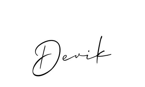 Allison_Script is a professional signature style that is perfect for those who want to add a touch of class to their signature. It is also a great choice for those who want to make their signature more unique. Get Devik name to fancy signature for free. Devik signature style 2 images and pictures png