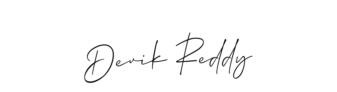How to make Devik Reddy name signature. Use Allison_Script style for creating short signs online. This is the latest handwritten sign. Devik Reddy signature style 2 images and pictures png