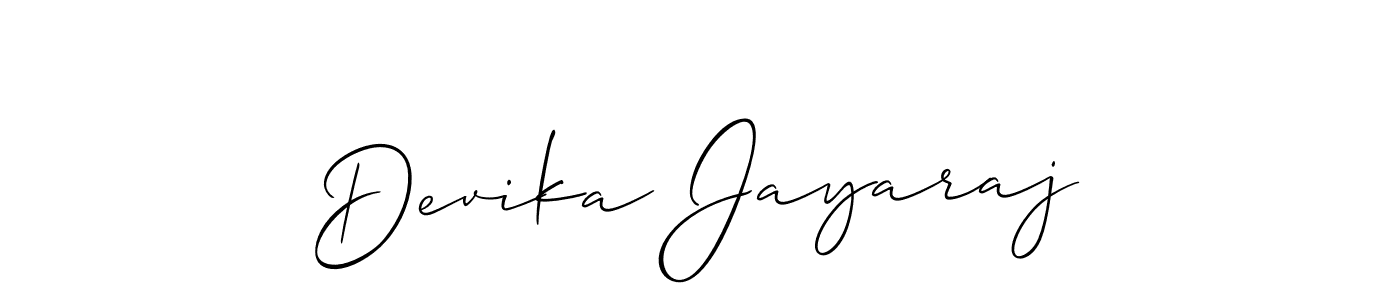 Create a beautiful signature design for name Devika Jayaraj. With this signature (Allison_Script) fonts, you can make a handwritten signature for free. Devika Jayaraj signature style 2 images and pictures png