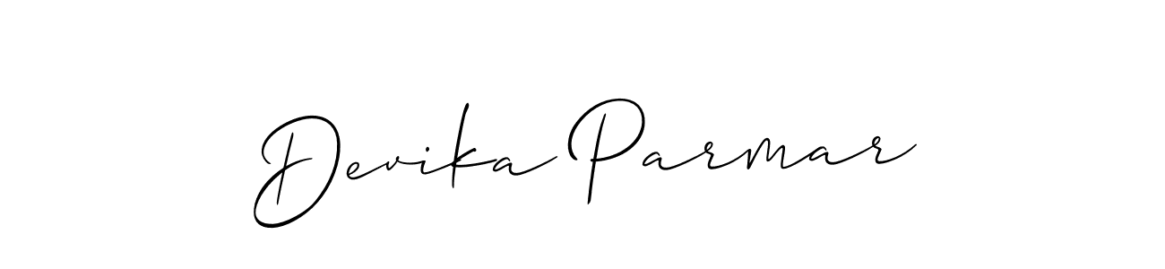How to make Devika Parmar name signature. Use Allison_Script style for creating short signs online. This is the latest handwritten sign. Devika Parmar signature style 2 images and pictures png