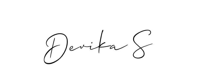 Similarly Allison_Script is the best handwritten signature design. Signature creator online .You can use it as an online autograph creator for name Devika S. Devika S signature style 2 images and pictures png