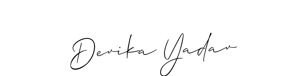 Make a beautiful signature design for name Devika Yadav. With this signature (Allison_Script) style, you can create a handwritten signature for free. Devika Yadav signature style 2 images and pictures png