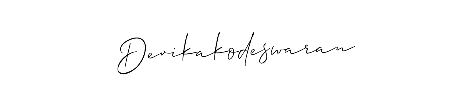 Use a signature maker to create a handwritten signature online. With this signature software, you can design (Allison_Script) your own signature for name Devikakodeswaran. Devikakodeswaran signature style 2 images and pictures png