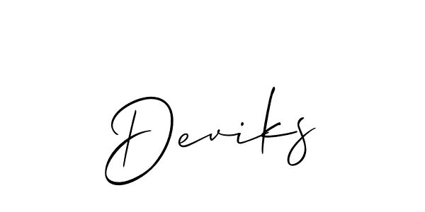 Create a beautiful signature design for name Deviks. With this signature (Allison_Script) fonts, you can make a handwritten signature for free. Deviks signature style 2 images and pictures png