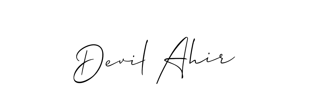 Similarly Allison_Script is the best handwritten signature design. Signature creator online .You can use it as an online autograph creator for name Devil Ahir. Devil Ahir signature style 2 images and pictures png