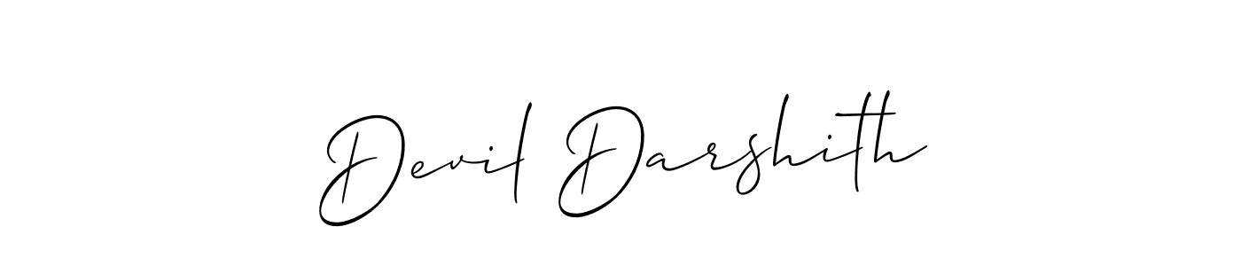 Create a beautiful signature design for name Devil Darshith. With this signature (Allison_Script) fonts, you can make a handwritten signature for free. Devil Darshith signature style 2 images and pictures png
