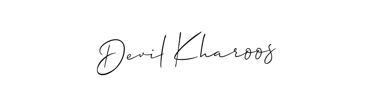 The best way (Allison_Script) to make a short signature is to pick only two or three words in your name. The name Devil Kharoos include a total of six letters. For converting this name. Devil Kharoos signature style 2 images and pictures png