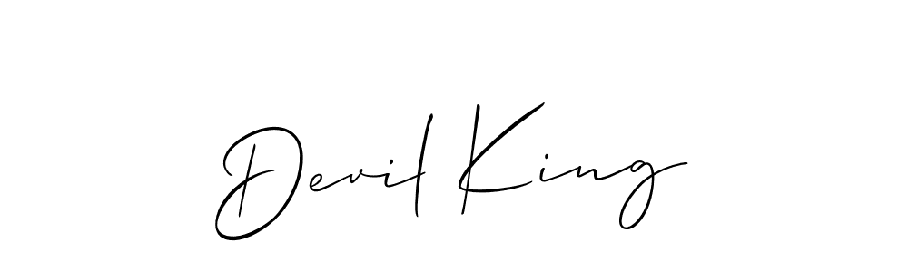 The best way (Allison_Script) to make a short signature is to pick only two or three words in your name. The name Devil King include a total of six letters. For converting this name. Devil King signature style 2 images and pictures png